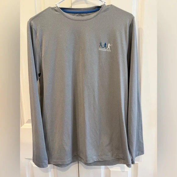 Vineyard Vines Performance Long Sleeve Tee Youth XL 18 Gray Baseball Graphic - Picture 1 of 5